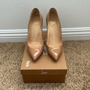 Christian Louboutin Pigalle Follies 100 Nude Patent Leather Pumps - 37.5